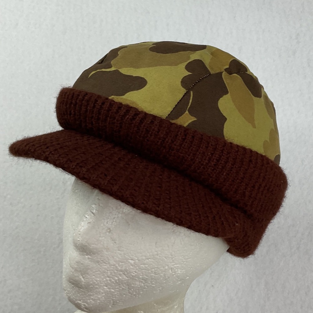 Thermolite Duck Camo Hunting Cap Brown Knit Brim Insulated Hat DuPont Thin